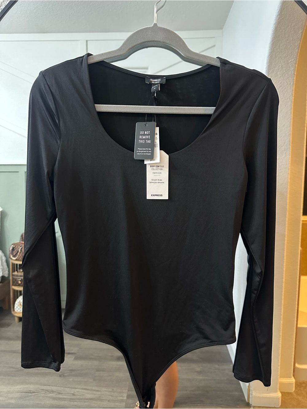 Express Black Long Sleeve Scoop Bodysuit